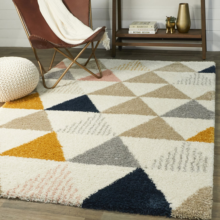 Oliver Alannah Geometric Ivory/Mustard/Taupe/Navy Blue Area Rug